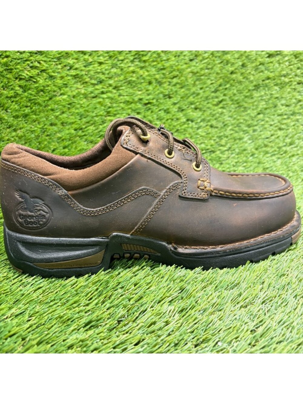 Georgia Boot Athens Mens Size 8 Brown Leather Moc Toe Oxford Safety Work Shoes